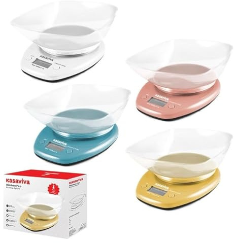 1 Pezzo Bilancia da Cucina Digitale con Ciotola Pop 5 Kg 4 Colori