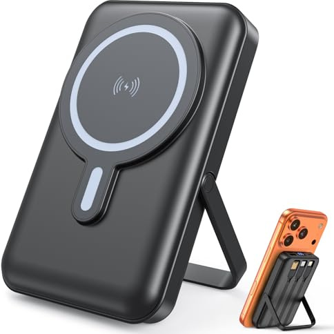 Drepint Batterie Externe iphone, 10000mAh Batterie Externe Mag-Safe avec Cable Intégré et Affichage LED, Power Bank Charge Rapide PD 22,5W pour iPhone17/16/15/14/13/12/Pro/Max/Plus/Mini - Noir