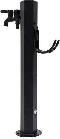 Gartendusche Edelstahl 304 Schwarz Wassersäule Wasserzapfstelle aus Edelstahl Wassersäule mit Wasserhahn & Anschluss Frostsicherer Außenwasserhahn Wasserzapfstelle