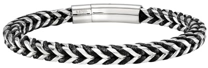 Breil Jewellery TJ4127 SHACKLE collection, Men's Bracelets in Steel and Nylon Colour Silver, Black, Size 20 with No Stones