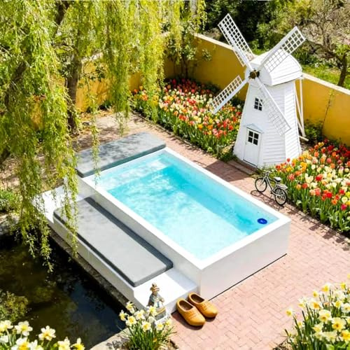 Piscina de fibra de vidrio con sistema opcional de calefacción y filtro para hogares, fácil instalación, prefabricadas sobre el suelo, para patio trasero al aire libre