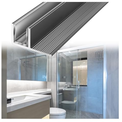 Pannello fisso da 10 mm per porta doccia con canale a F profondo, divisorio in vetro senza cornice, binario inferiore per bagno, balcone, scale, profilo in alluminio con finitura opaca