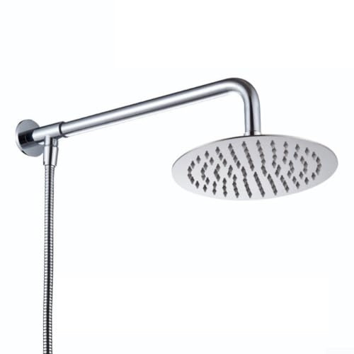 Cabezal de ducha de lluvia de 150 mm de diámetro, placa frontal giratoria de cromo pulido montado en la pared, accesorio de baño de acero inoxidable con manguera de 05 m, amplia cobertura, diseño