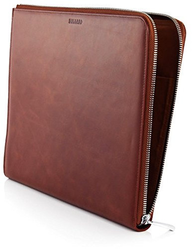 BULLAZO DOCUMENTO PLAZA – Dokumentenmappe DIN A4, echtes Leder, Aktenmappe mit Reißverschluss, Damen und Herren, Braun