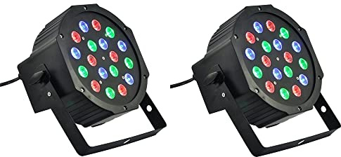TEMPO DI SALDI 2 X Faro 18W Rgb Sensore Sonoro 18 Led Vari Colori Discoteca Luce Colorata