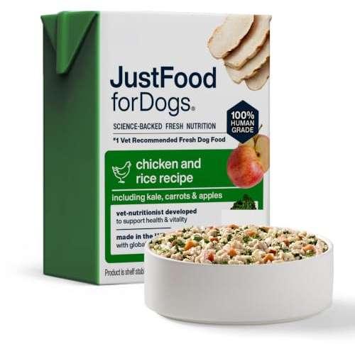 JustFoodForDogs Pantry Fresh Wet Dog Food, Complete Meal or Topper, Chicken & White Rice Human Grade Recipe - 12.5 oz (Pack of 6)