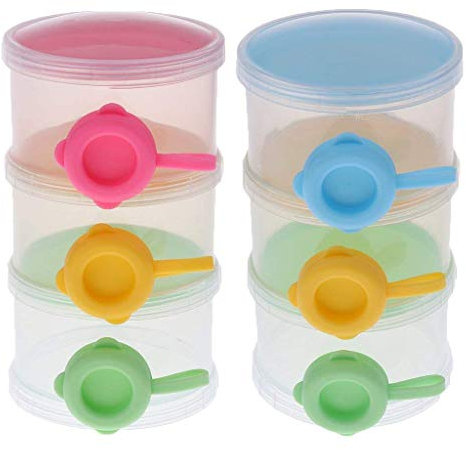 Backbayia 2 x Milchpulver 3 Fächer, stapelbar, transparent