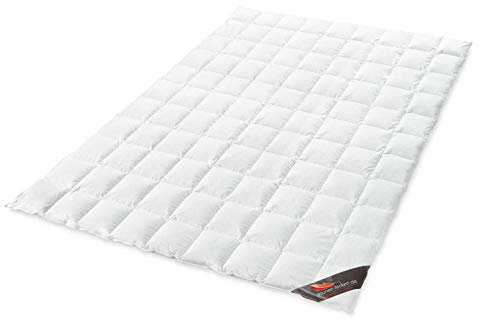 daunen-federn.de Sommerbettdecke 155x220 Premium: 100% natürliche Materialien, atmungsaktiv, Allergiker geeignet, 100% luftige Baumwolle, 100% Daunen Qualität Klasse 1, Made in Germany