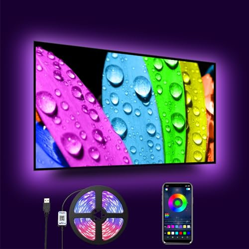Romwish Strisce LED USB, 4.5M Retroilluminazione TV RGB con Controllo App, Sincronizzazione Musicale - Adatto per Schermi TV, PC Monitor e Camera da Letto