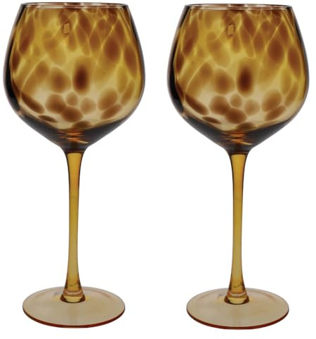 BarCraft Patterned Gin Glasses, Set of 2 with Tortoiseshell Finish in Gift Box, 550ml