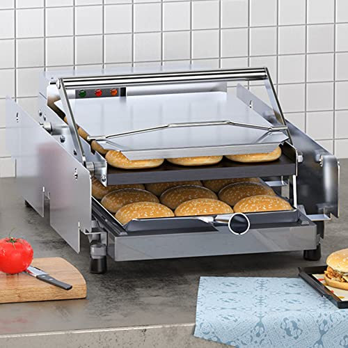 MNSRRN Máquina de asado de Hamburguesas automáticas comerciales, Horno de Hamburguesa eléctrica pequeño de Doble terraza, Equipo de maquinaria de Hamburguesas, Puede Hornear 24 rebanadas a la Vez