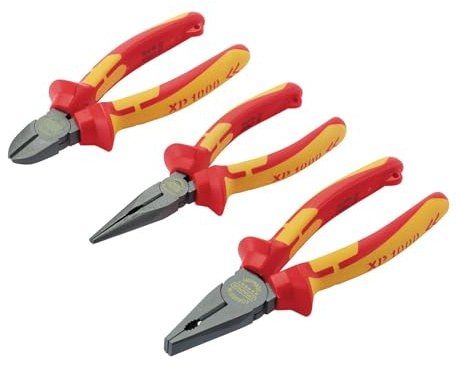 Draper 99070 XP1000 VDE Pliers Set, Tethered (3 Piece), Red and Yellow,One Size