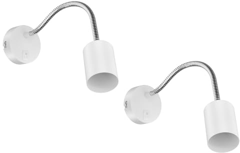 ledscom.de 2x Leselampe/Wandleuchte WAIKA, Schwanenhals, Schalter, weiß matt, 1x GU10 max. 60W