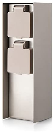 Colonna di presa da giardino con 2 prese da giardino, max. 3680 W, IP44 per esterni – rettangolare in acciaio inox