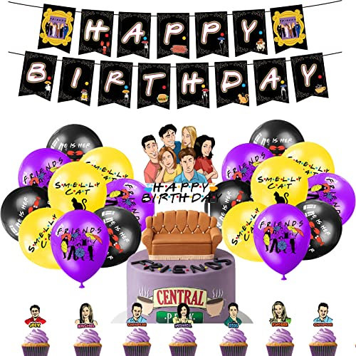 Decoración de Cumpleaños Friends Tv Show - Fiesta Amigos con Globos, Pancarta y Decoracion para Tarta