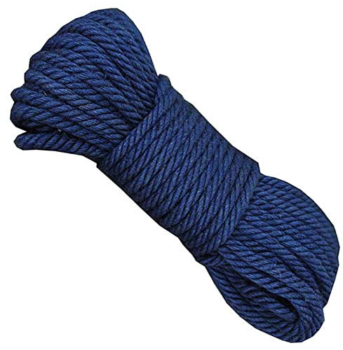 ZEALMAX 100% natürliches Hanfseil, 10mm (0.4 Zoll) × 20m (65 Fuß) Juteseil für Bindung, Hof Garten Dekoration, Haustier Spielzeug Seile, Blau