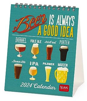 Legami - Table Calendar 2024, 12 Months and Annual Planner 2025, Space for Notes and Notes, Number of the Week, Zodiac Signs and International Holidays, Single Cellophaning, 12x14.5 cm