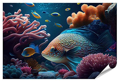 islandburner XXL Bild Poster Unterwasserwelt Korallen Fische Friedliche Szene Unterwasserwelt Fische Korallen Premium Bilder Fotodruck IXWY-PGR