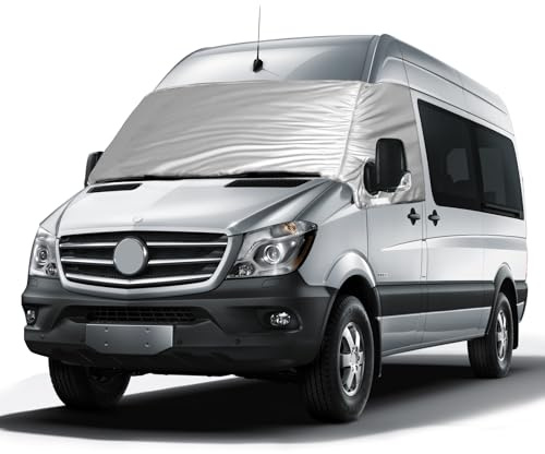 Opaltool Externe Thermo Scheibenabdeckung für Mercedes Sprinter 2019-2025, Luxus Silber Wrap Windschutzscheibenabdeckung, Faltbare Frontscheibenabdeckung Winter Sommer Scheibenfrostschutz Abdeckung