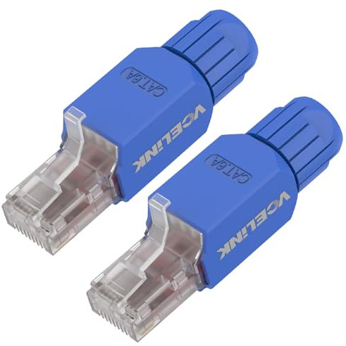 VCELINK KJ22 Conector RJ45 sin Herramienta para Cat6A/Cat6/Cat5E/Cat5 Cable Ethernet - 10Gbps, Fácil de Instalar, Azul, 2 Unidades