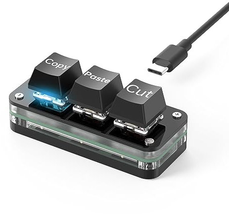 BRIMFORD Teclados de Juego programables USB-C Personalizados Copiar Pegar 2 Teclas con luz LED Teclado mecánico Intercambiable en Caliente (3Key Black)