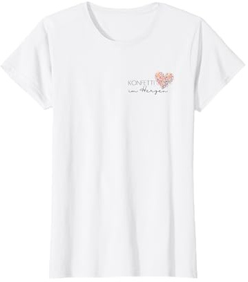 Eine Prise Konfetti - Damen T-Shirt, Klassisch, Weiß, Kurzarm, XS, Affirmation, Herz, Konfetti, Positivität, Lebensfreude