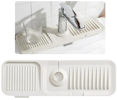 LURVOUS Tapis de Robinet en Silicone, Tapis de Robinet Évier Tapis de Drainage Évier Tapis de Anti-éclaboussures pour Évier, Tapis de Séchage Robinet Tapis Absorbant pour Évier de Cuisine, 45×14cm