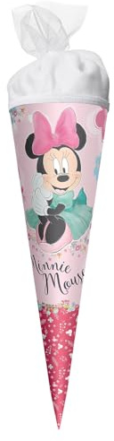 ROTH Schultüte klein Disney Minnie Mouse 35 cm - rund, Tüllverschluss - Zuckertüte Disney Minnie Mouse Schulanfang