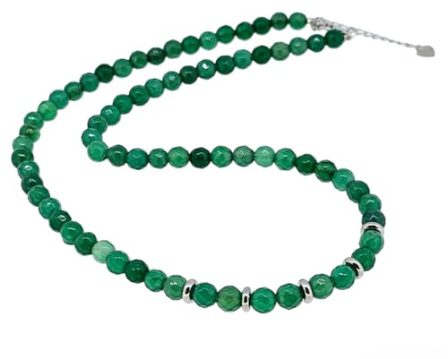 Handgemachte Choker Halskette aus 6mm Naturstein-Perlen mit Weißgold-beschichteten Edelstahl-Abstandshaltern | Erhältlich in Mehreren Farben