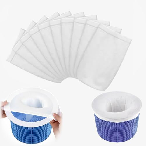 Lot de 10 chaussettes de piscine - Chaussettes filtrantes pour aquarium - Chaussettes de skimmer réutilisables - Filet filtrant - Filet de filtration - Filet de piscine - Filtre pour skimmer de