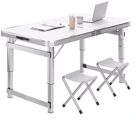 Campingtisch mit Stühlen Klappbar Set Aluminium Klapptisch aus Aluminiumlegierung, Multifunktionaler Feuerfester Klappbarer Esstisch, Klapptisch Outdoor(White,100 * 50 * 60cm)