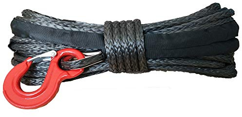 Cable de cabrestante 14mm x 30 mtrs Warn Winch Line con Gancho for Offroad Gran Apariencia y Compatibilidad(Grey)