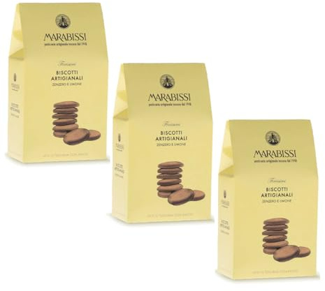 Marabissi® | Biscotti Artigianali Zenzero Limone | Biscotti Pasticceria Toscana | Astuccio Biscotti Limone Zenzero - 3 x 200 Gr