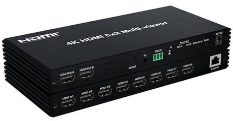 4K 60hz HDMI 8x2 Quad Screen Multi Viewer, mit Pip 8 in 2 Out Dual Display Seamless Switcher mit Optical 3.5mm Audio 2x1 3x1 4x1 5x1 6x1 8x1 Multi-viewer