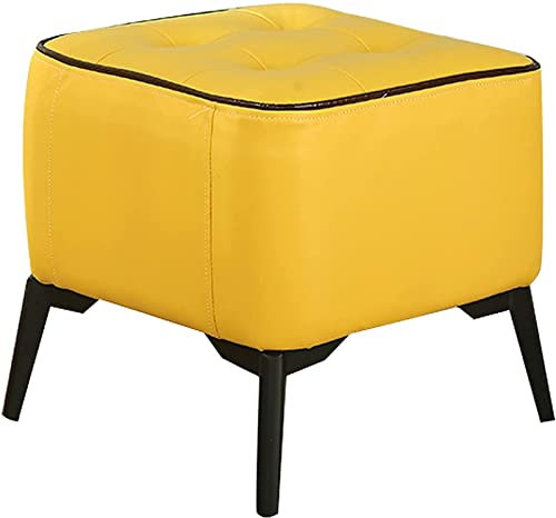 Generisch Fußhocker, schöner quadratischer Fußhocker, weicher Kunstleder-Kleinhocker, Dickes Kissen, niedriger Hocker mit dekorativen, schwarz metallisierten Füßen, Heimdekor-Stuhl