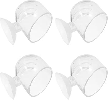 POPETPOP Lot de 4 Gobelets D’Alimentation pour Aquarium Ventouse, Distributeur de Nourriture en Acrylique Transparent, Vase et Plantes Aquatiques, Compatible Eau Douce, Usage Poissons