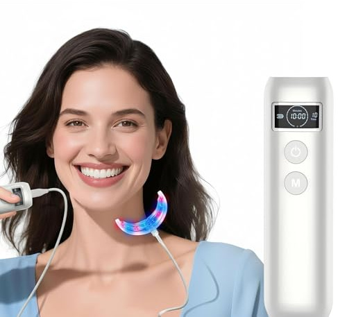 Kit de Blanchiment Dentaire professionnel, avec Lampe LED 16X Rouge & Bleu blanchisseur de dents, Appareil de Blanchiment des Dents à Domicile, avec fonction de minuterie