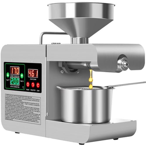 Cold Pressed Oil Machine 600W Domestic Oil Press Machine Electric Seed Oil Extractor Machine for Peanut Sesame Sunflower Seeds Coconut Soybean Oil Extractor Machine