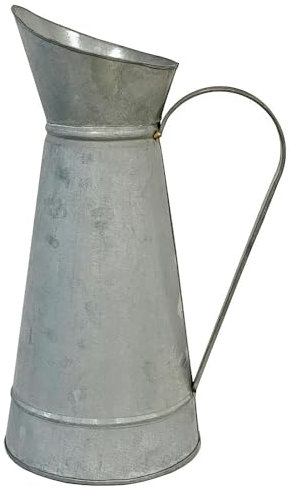 Deko Krug Zink Vase 40cm Zinkkrug Gießkanne Zinkkanne Landhaus Antik-Stil Grau