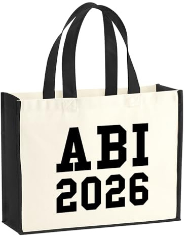 Huuraa Jutetasche ABI 2026 Abitur Geschenk | Großer Shopper 21 Liter Juteshopper Black Tasche aus Jute und Baumwolle Einkaufstasche Geschenkidee Tragetasche mit Motiv