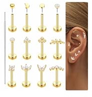 LOLIAS 16G Tragus Helix Labret Piercing Ohr Chirurgenstahl FlatBack Ohrringe Stecker Hypoallergen Titan Lippenpiercing Ohrpiercing Ohrstecker Gold Damen Flat Knorpel Conch Nasen Piercings Gold 6mm