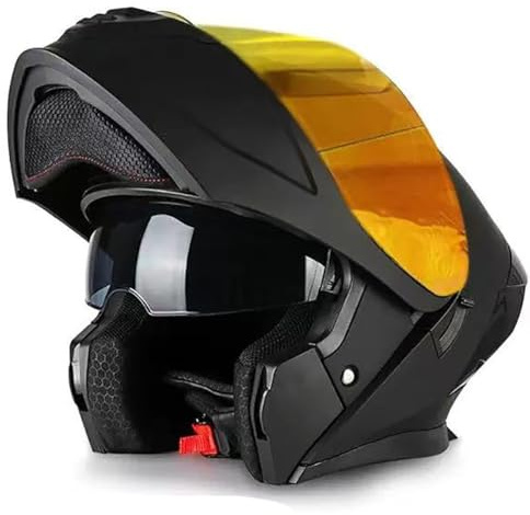 ZLHYQA Casque de Moto Sport pour Adultes, pour Hommes et Femmes, intégral, Rabattable, avec Double visière antibuée, pour cyclomoteur, Cruiser, BMX, VTT, Scooter, homologué ECE