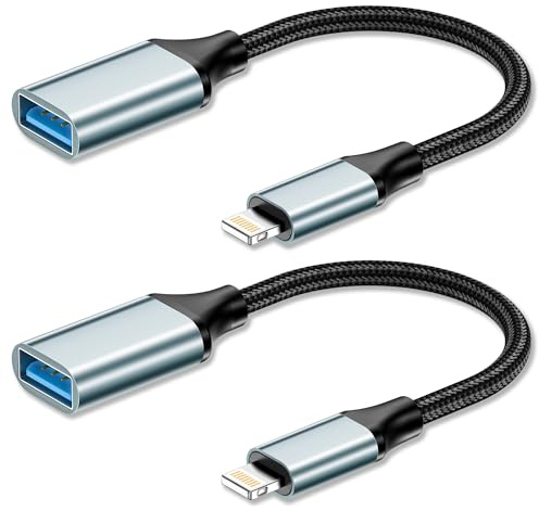 YEONPHOM USB A till Lightning-adapter, 2-pack USB hona till Lightning-hanadapter iPhone-adapter för iPhone 14 Pro 13 12 11 X XR, iPad/AirPods, inte för hörlurar/ljud/OTG
