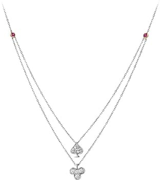 Mesnt Halskette Weißgold Damen, 18K Weißgold Collier für Frauen with Im Labor hergestellter Diamant 0.217ct