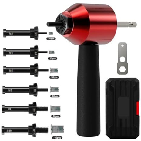 Wodsty Elektrische Nietzange für Akkuschrauber, M3M10, Nietmutter-Adapter-Set mit Spanndornen, Chrom-Vanadium-Stahl, manuelles Montagewerkzeug für Autoreparatur