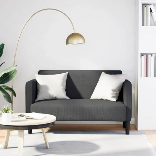 Bucmath Two Seater Sofa Dark Grey, 109 cm Corduroy Fabric, Comfortable Living Room Couch, Sturdy Plywood Frame, Stylish Furniture