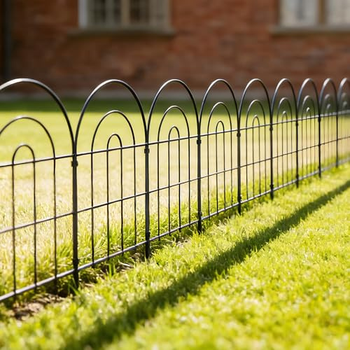 Thealyn Dekoratives Gartenzaun 80cm H x 45cm B (10 Panele, Gesamtlänge 4,5m) Metallzaun ohne Graben für Außenbereich, Grenzzaun, Hundezäune für Blumenbeete, Garten, Tierbarriere, Bogen-Innennetz