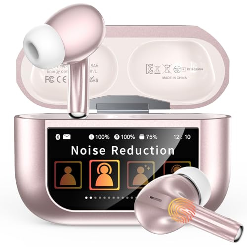 Wireless Earbuds, Smart Touchscreen Ear Buds, Noise Cancelling Headphones | Hi-Fi Stereo Sound, ENC Clear Calls, 48H Playtime, Bluetooth 5.4, 5 EQ Modes, Lightweight Earphones for iPhone/Android, Work