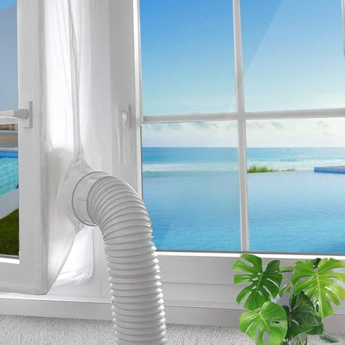 air conditioner window seal for Most Casement Windows AC 4M 157.48inch | Exhaust Hose Seal with Double Zip, Adhesive Tape, Insect & Draught Proof