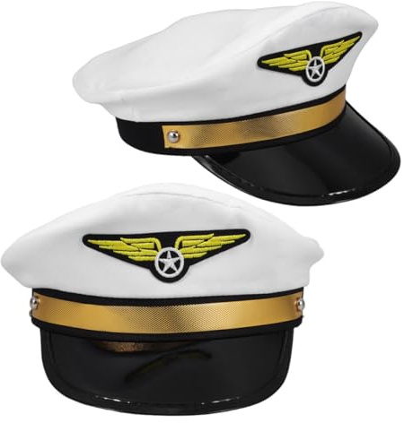 GALPADA Pilotenmütze Cosplay Hut für Erwachsene 2 Stück pack Verstellbare Kapitänskostümmütze aus Strapazierfähigem Stoff für Kostümpartys und Bühnenauftritte